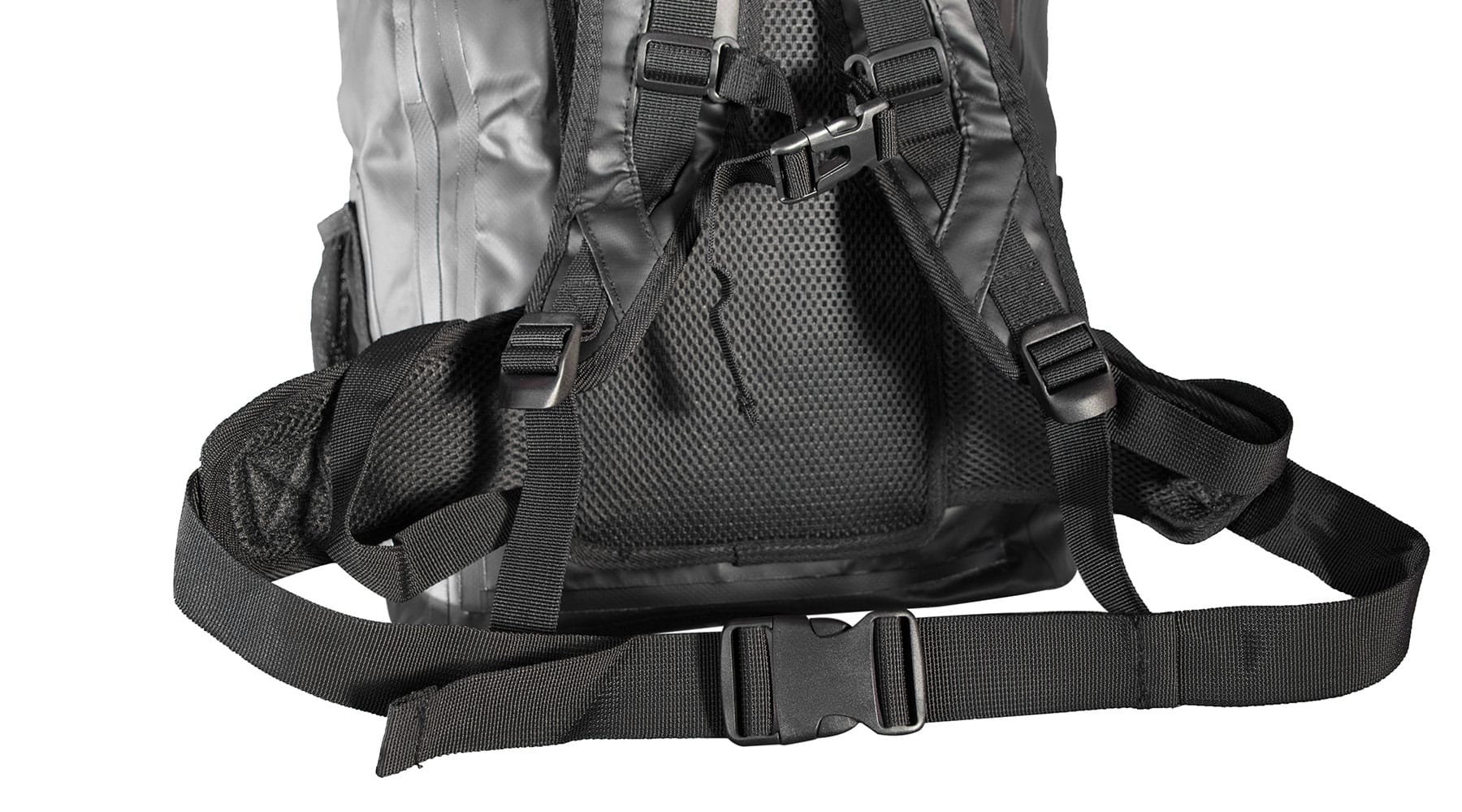 Large waterproof dry bag in black 45 L carry lots kit & padded rucksack straps. 