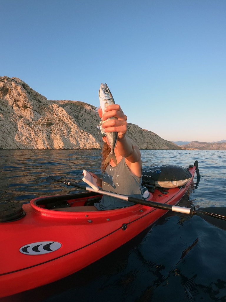 Fishing from sea kayak.