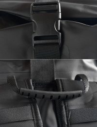 top strap closing buckle and carrying handle