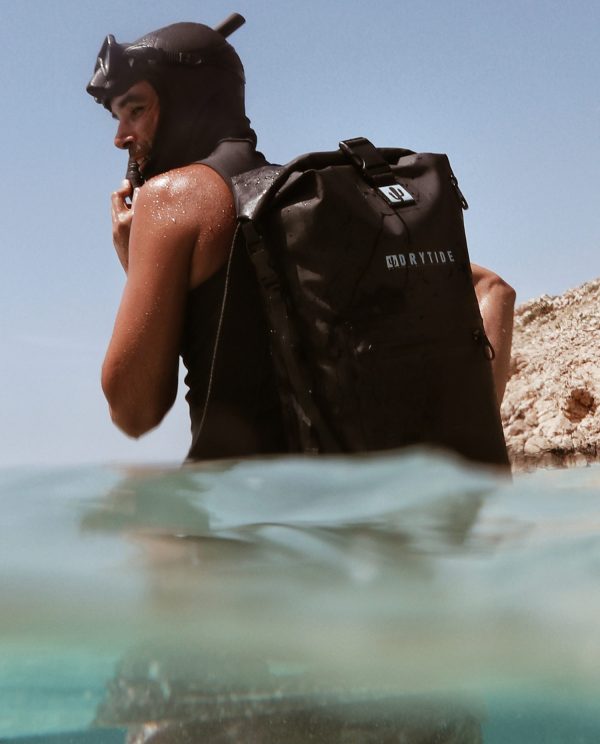 DryTide waterproof daypack on a snorkeling mission in late Spring