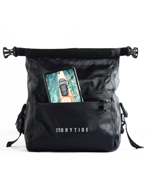 DryTide waterproof fanny pack with front pocket and a phone