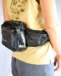 wearing a waterproof waist bag