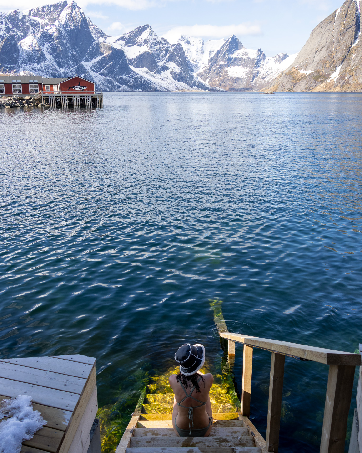 winter swimming in Norvegian sea